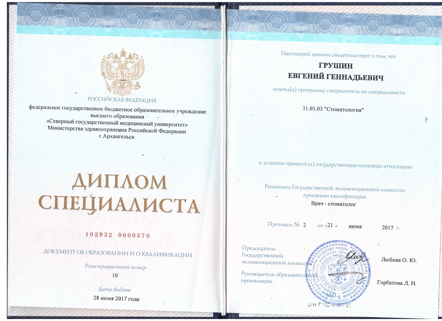 Диплом Грушина Евгения Геннадиевича